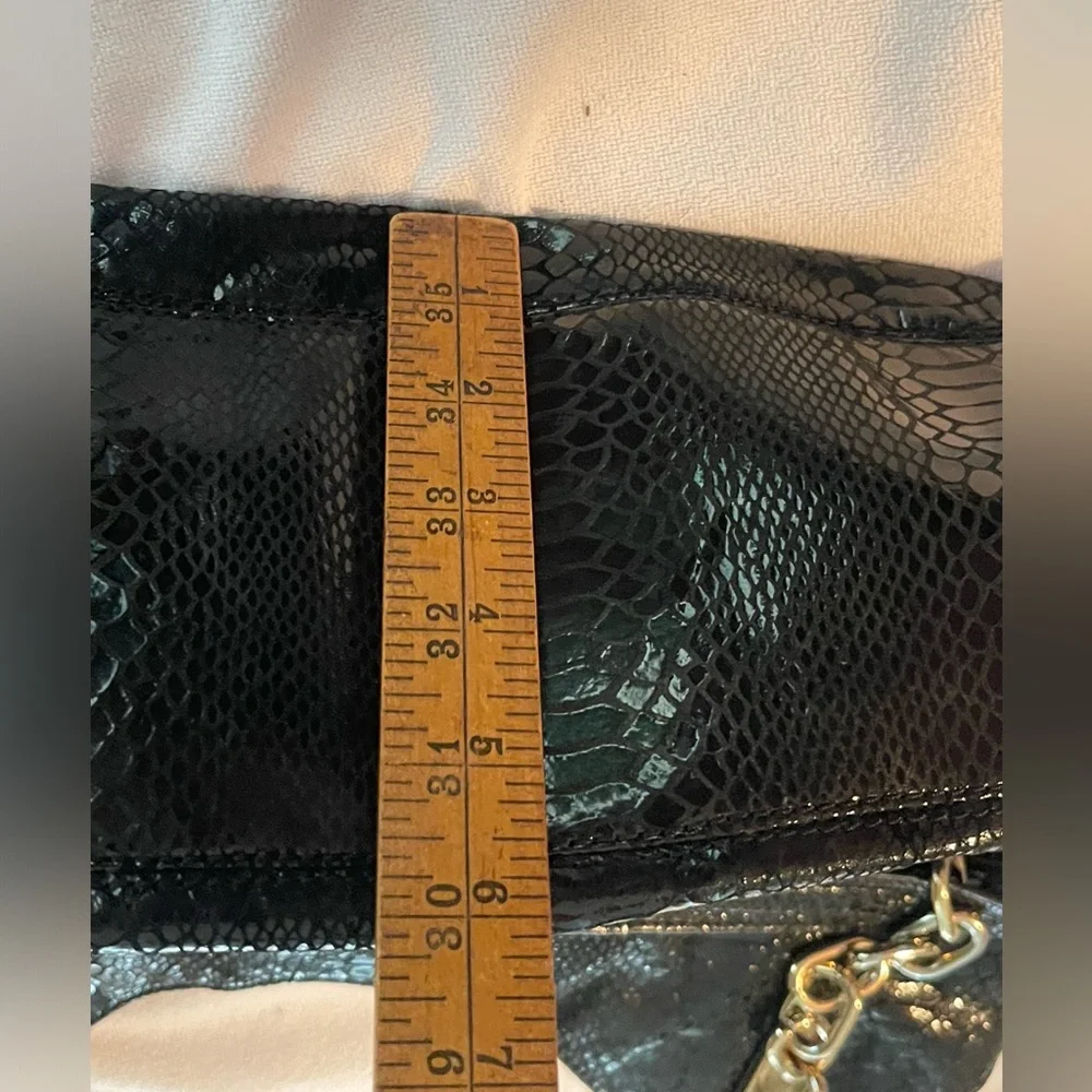 MICHAEL Michael Kors Black Snake-Embossed Leather Hobo with Gold Hardware